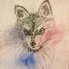 Fineliner on a watercolour wash